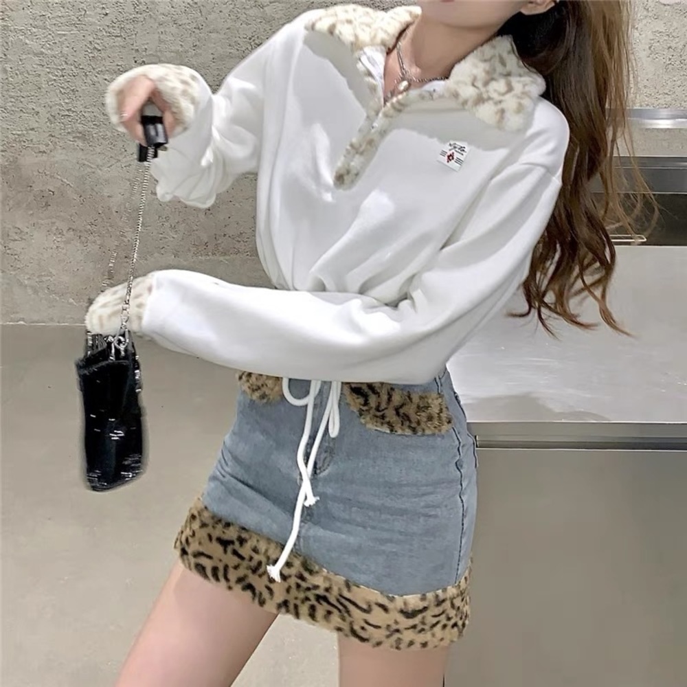 White cheetah long sleeve top